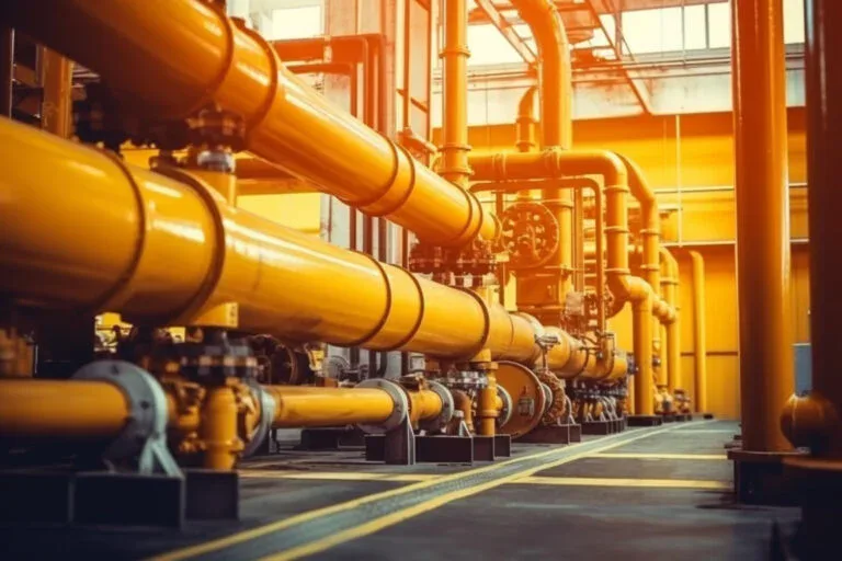 oil gas processing plant with pipe line valves pipelines gas compression station