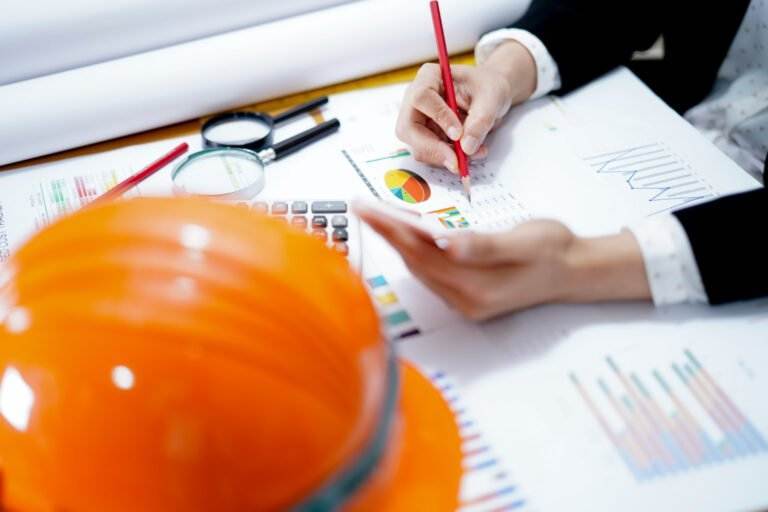 engineer working project accounting with graph office