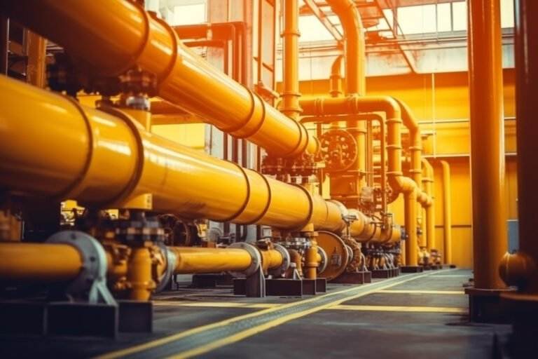 oil gas processing plant with pipe line valves pipelines gas compression station