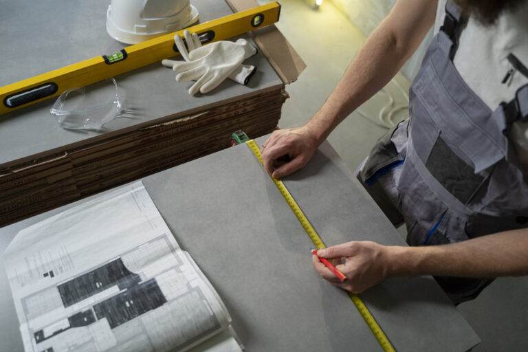 tiler working renovation apartment