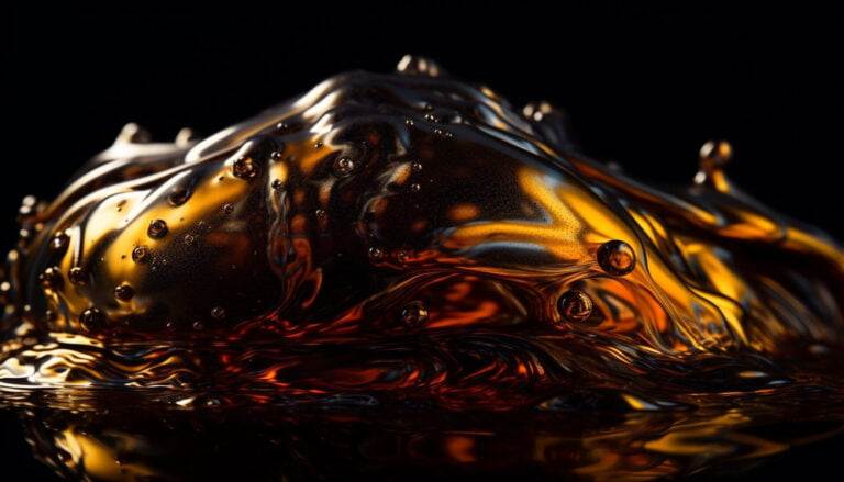 smooth whiskey pouring over rippled water surface generated by ai